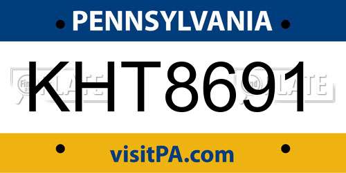 KHT8691 Pennsylvania License Plate