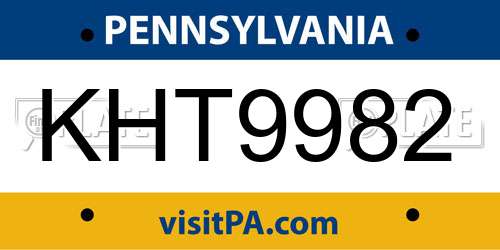 KHT9982 Pennsylvania License Plate