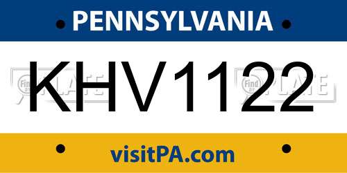 KHV1122 Pennsylvania License Plate