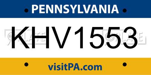 KHV1553 Pennsylvania License Plate