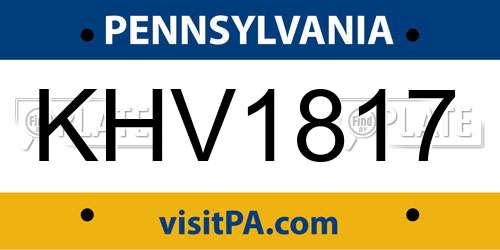 KHV1817 Pennsylvania License Plate