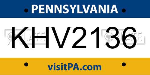KHV2136 Pennsylvania License Plate