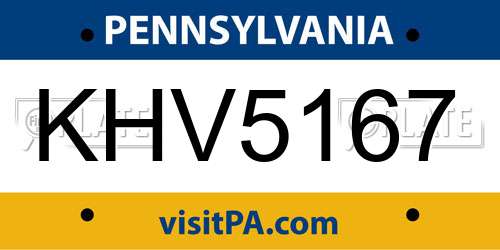 KHV5167 Pennsylvania License Plate