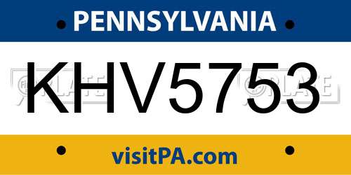 KHV5753 Pennsylvania License Plate