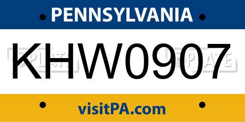 KHW0907 Pennsylvania License Plate