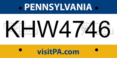 KHW4746 Pennsylvania License Plate
