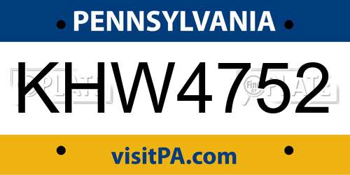 KHW4752 Pennsylvania License Plate