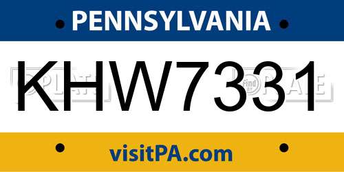 KHW7331 Pennsylvania License Plate