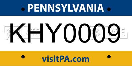 KHY0009 Pennsylvania License Plate
