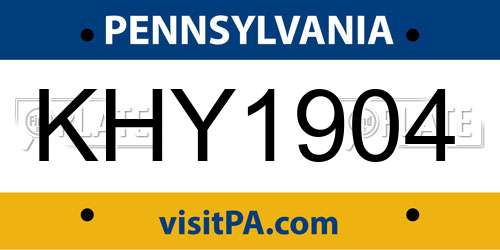 KHY1904 Pennsylvania License Plate