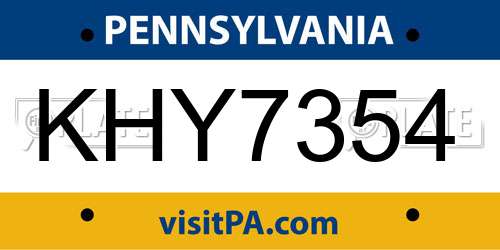 KHY7354 Pennsylvania License Plate