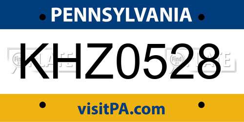 KHZ0528 Pennsylvania License Plate