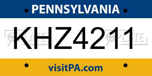 KHZ4211 Pennsylvania License Plate