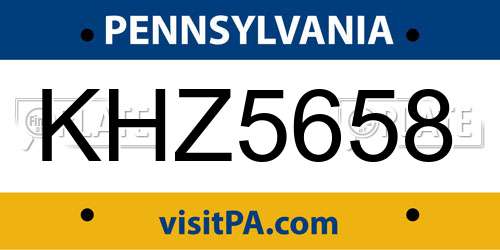 KHZ5658 Pennsylvania License Plate