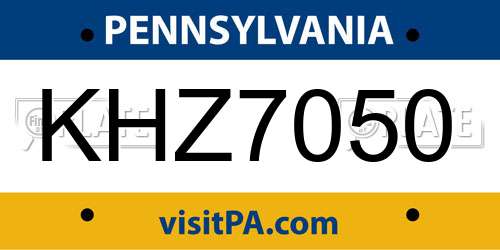 KHZ7050 Pennsylvania License Plate
