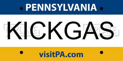 KICKGAS Pennsylvania License Plate