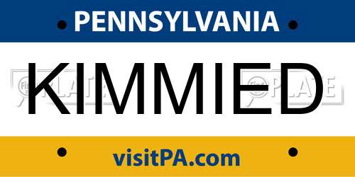 KIMMIED Pennsylvania License Plate