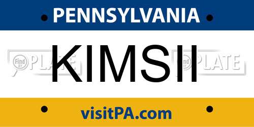 KIMSII Pennsylvania License Plate