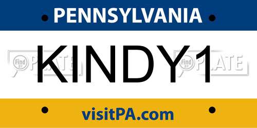 KINDY1 Pennsylvania License Plate