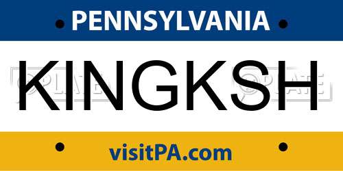 KINGKSH Pennsylvania License Plate