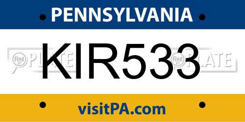 KIR533 Pennsylvania License Plate