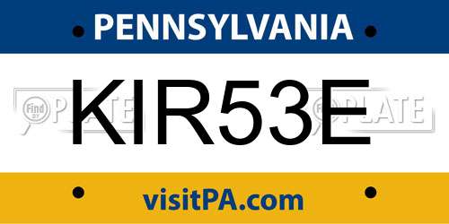 KIR53E Pennsylvania License Plate