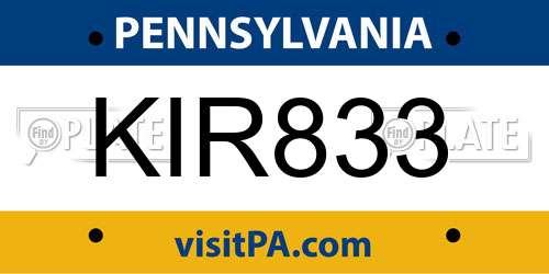 KIR833 Pennsylvania License Plate