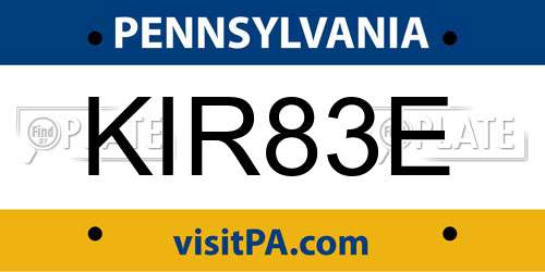 KIR83E Pennsylvania License Plate