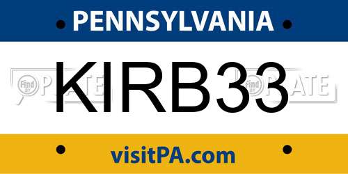 KIRB33 Pennsylvania License Plate