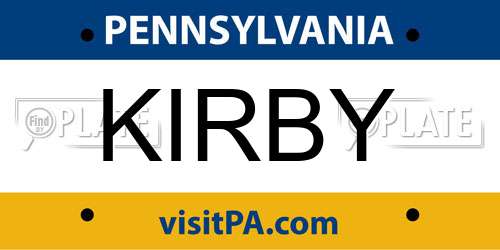 KIRBY Pennsylvania License Plate