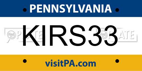 KIRS33 Pennsylvania License Plate