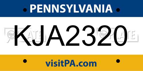 KJA2320 Pennsylvania License Plate