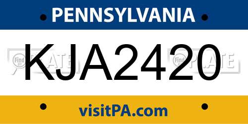 KJA2420 Pennsylvania License Plate