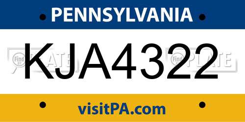 KJA4322 Pennsylvania License Plate