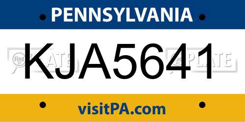 KJA5641 Pennsylvania License Plate