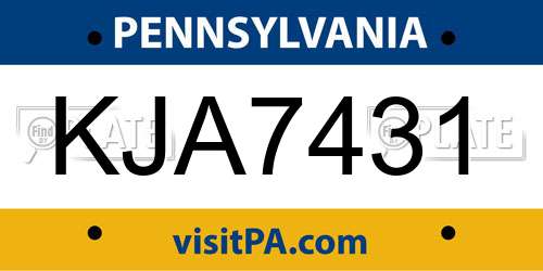KJA7431 Pennsylvania License Plate