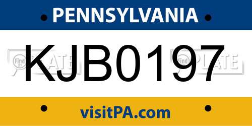 KJB0197 Pennsylvania License Plate