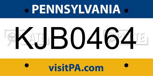KJB0464 Pennsylvania License Plate