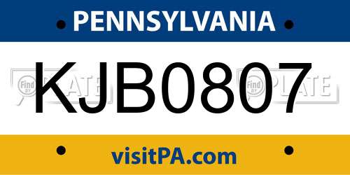 KJB0807 Pennsylvania License Plate