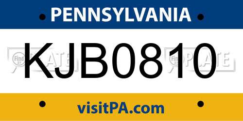 KJB0810 Pennsylvania License Plate