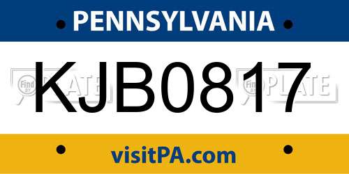 KJB0817 Pennsylvania License Plate