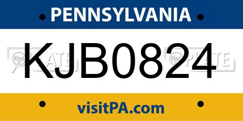 KJB0824 Pennsylvania License Plate