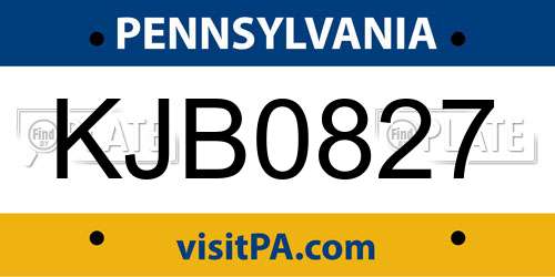KJB0827 Pennsylvania License Plate