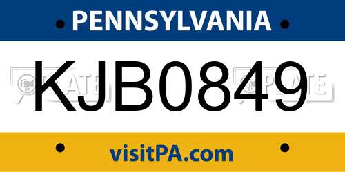 KJB0849 Pennsylvania License Plate