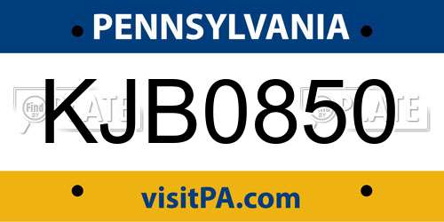 KJB0850 Pennsylvania License Plate