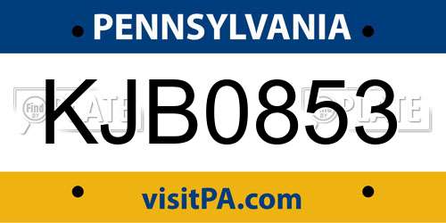 KJB0853 Pennsylvania License Plate