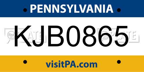KJB0865 Pennsylvania License Plate