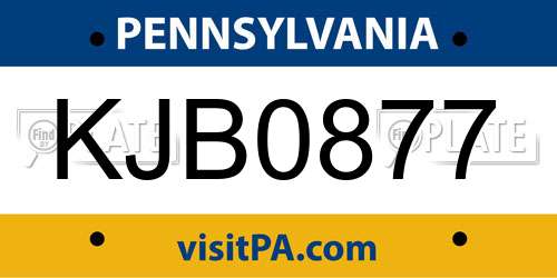 KJB0877 Pennsylvania License Plate