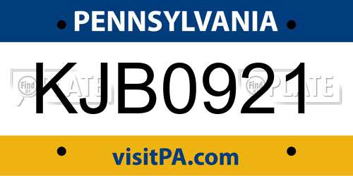 KJB0921 Pennsylvania License Plate