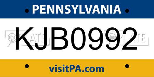 KJB0992 Pennsylvania License Plate